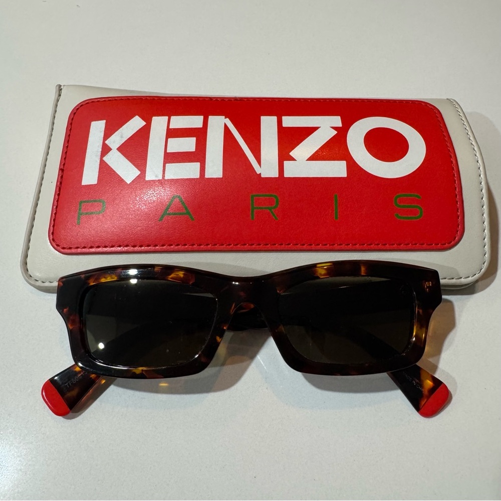 Kenzo Tortoiseshell Sunglasses with Red and White Case